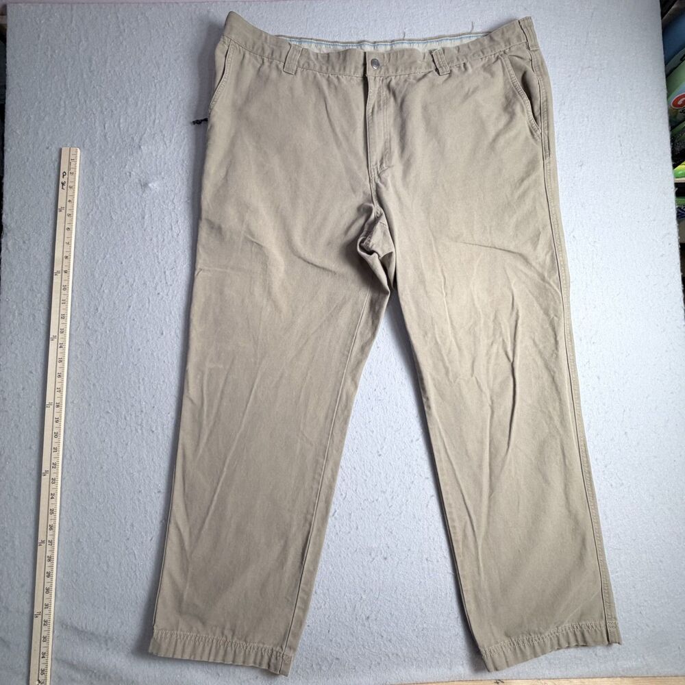 Columbia Men 46W 32L Khaki Canvas Thick Utility Work Pants Outdoor Hiking Walk